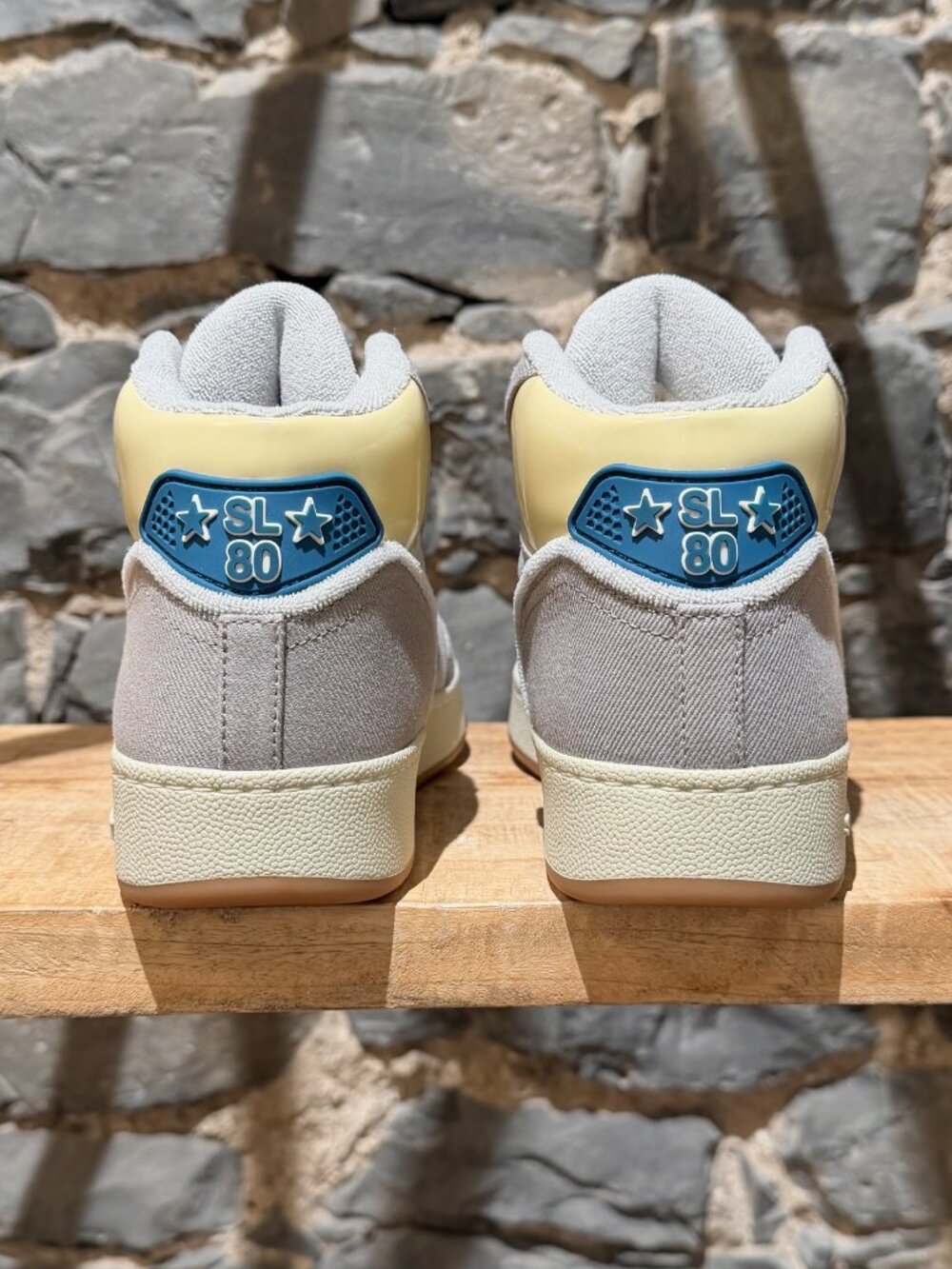 Saint Laurent SL/80 Grey Yellow Canvas High-top Sneakers - Picture 6 of 13